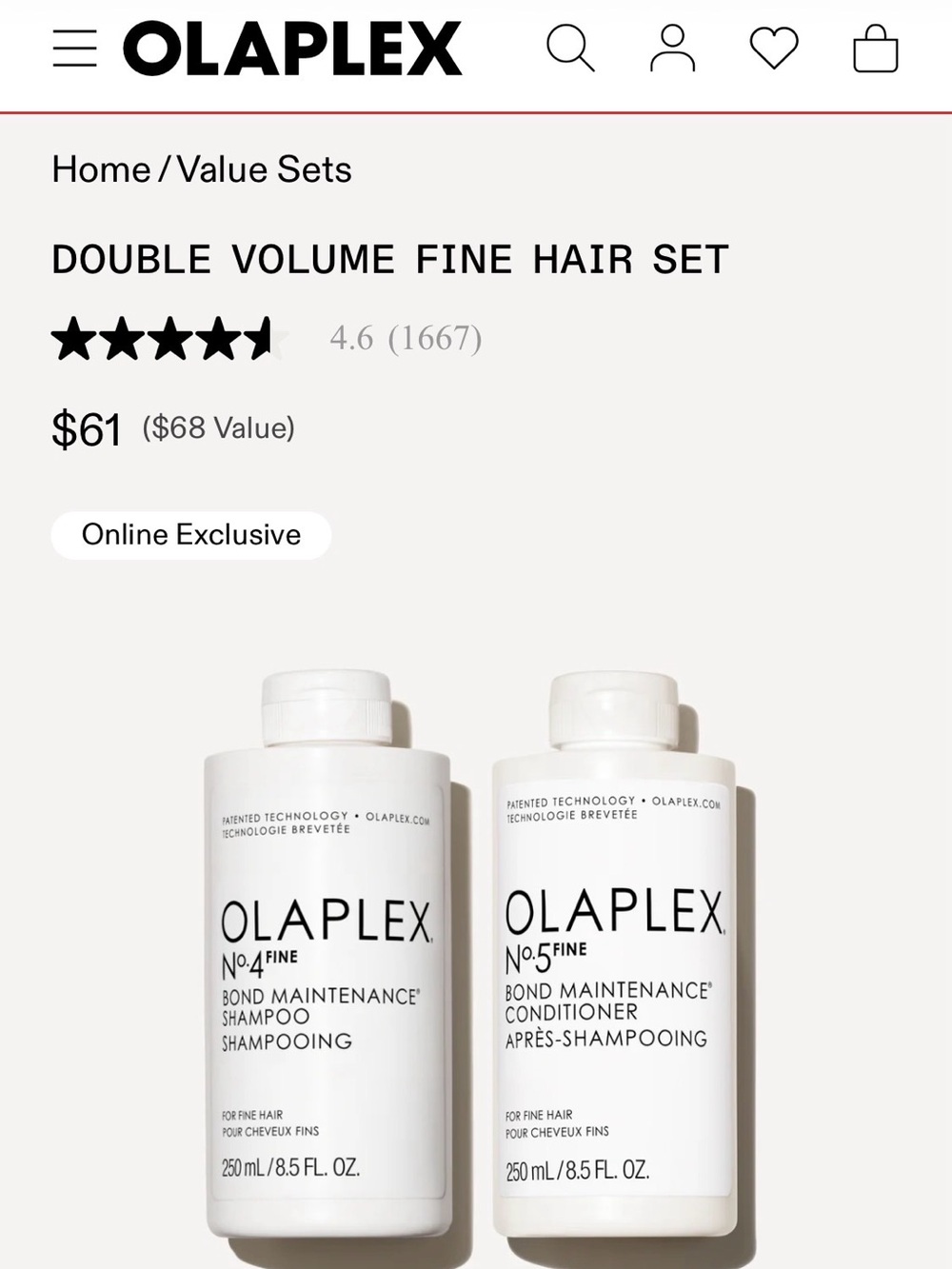 OLAPLEX No.4 & No.5 Fine Hair Volume Set - White